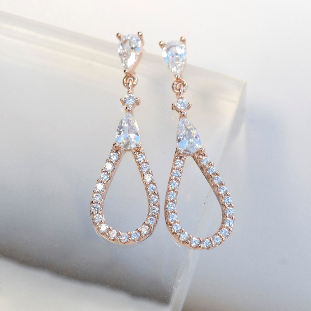 Rose gold teardrop cubic earrings